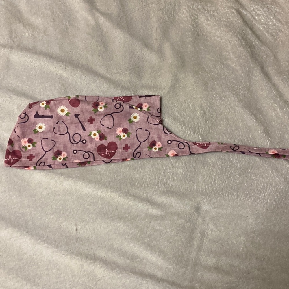 Medical print scrub cap. Handmade. OS